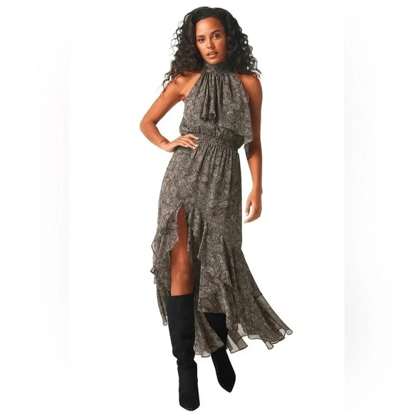 Misa Los Angeles Aneva High Low Dress In Metallic Paisley Women Size XS, S - Picture 1 of 9